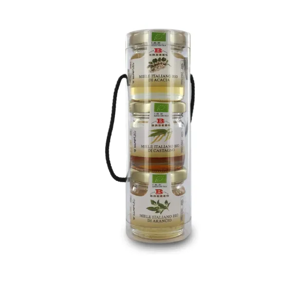brezzo-tris-mignon-miele-bio-confezione-3-vasetti-regalo image 1