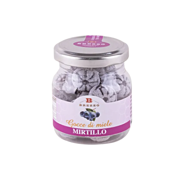 brezzo-drops-miele-al-gusto-mirtillo-caramelle-al-miele-in-vaso image 1